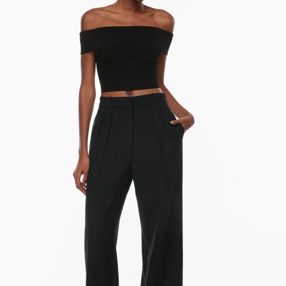 Babaton Sculpt Knit Off the Shoulder Top, Medium, Black Cropped Sweater, Aritzia - Picture 7 of 13